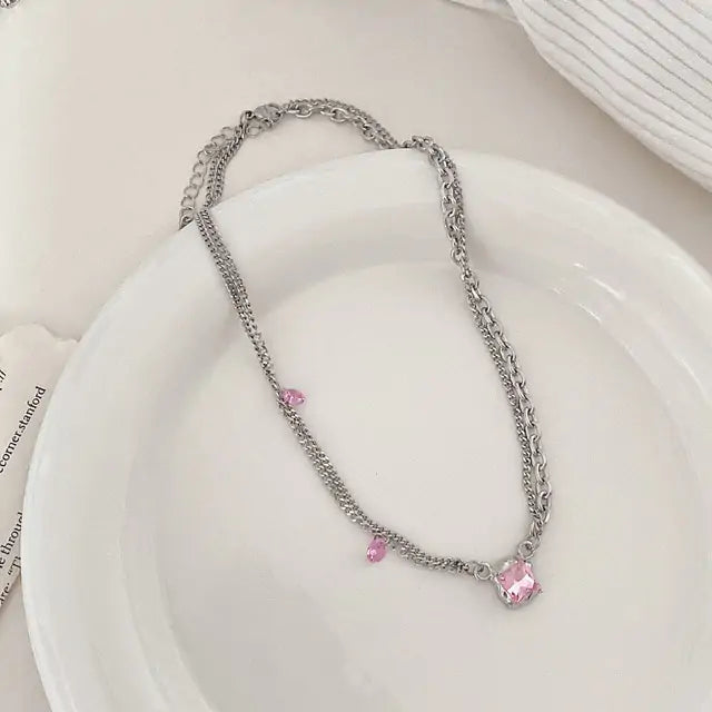 Cupid Crystal Pearl Heart Necklace