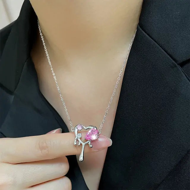 Cupid Crystal Pearl Heart Necklace