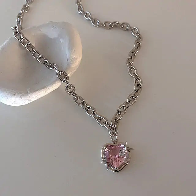 Cupid Crystal Pearl Heart Necklace